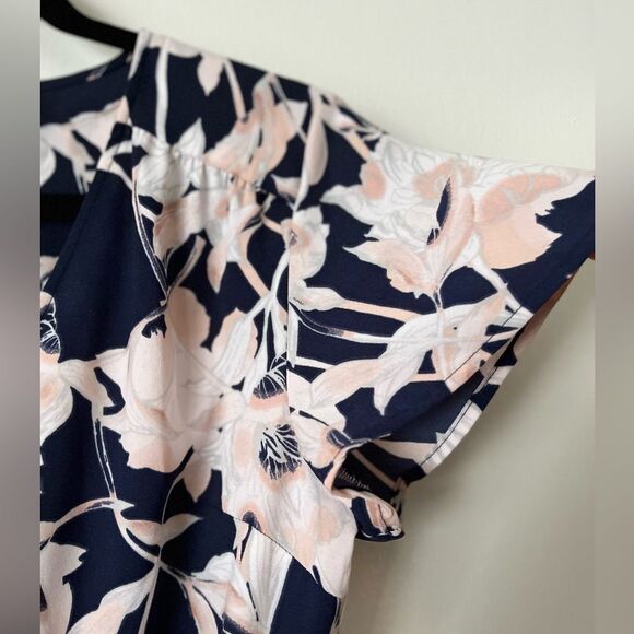 Nordstrom Leith floral print short valance sleeve, V-neck wrap dress, lined, S - Picture 12 of 15